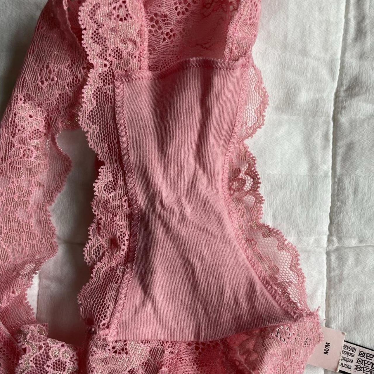 NWT Victoria’s Secret Dream Angels Pink Cheekini/Tanga Lace Panty – M