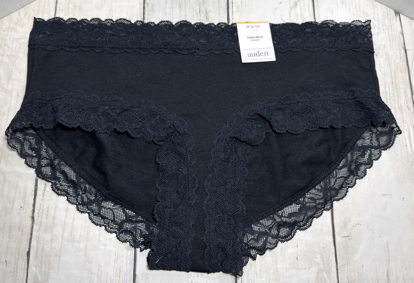 Auden Women’s Black Cotton Blend Hipster Panties Size M (8-10)
