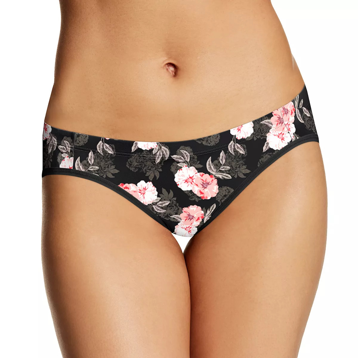 Barely There by Maidenform Invisible Look Oil Flower Black Bikini Size 9/2XL