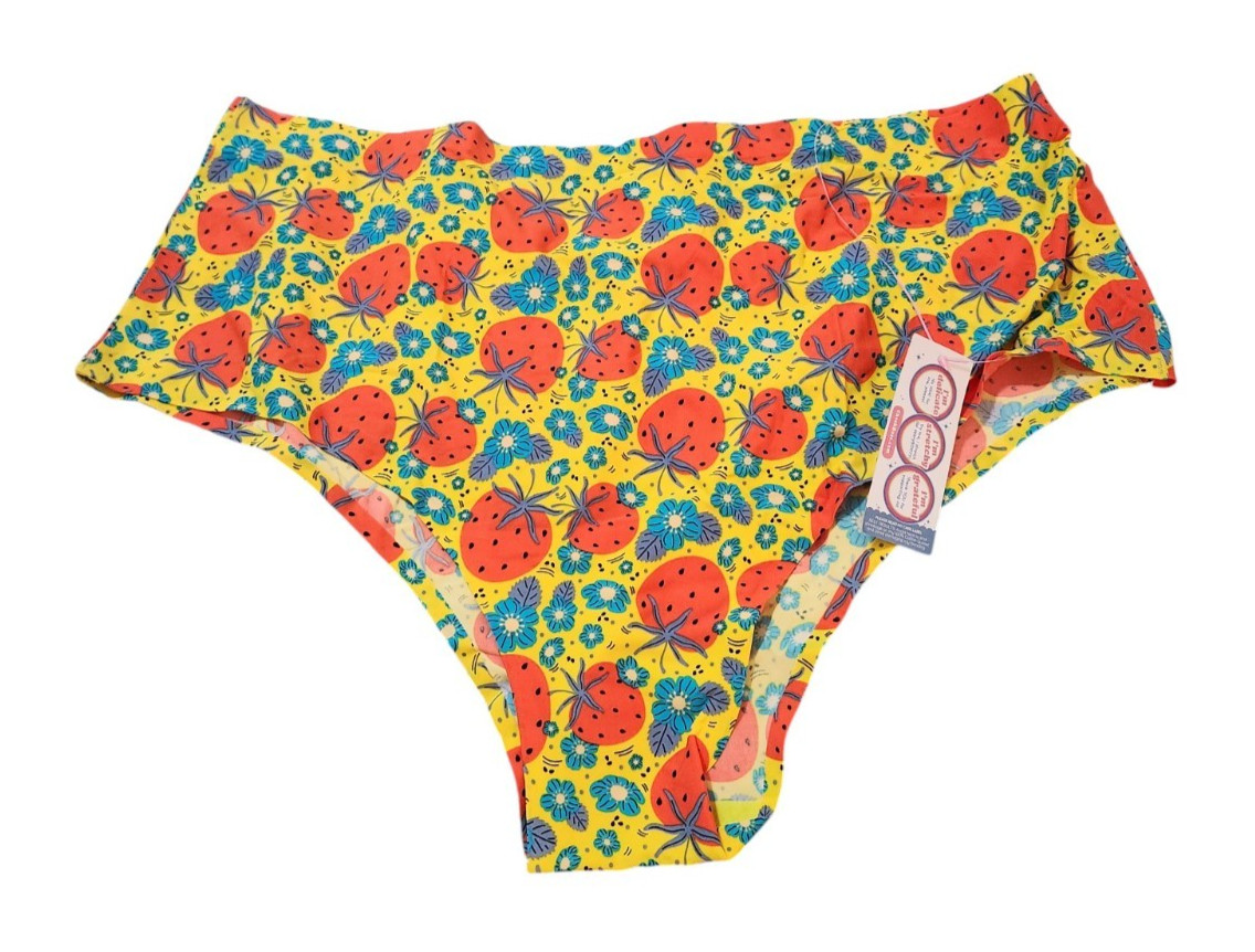 Cheek Boss Panty Womens 4XL Cheeky Underwear Panties Strawberry Floral Yellow