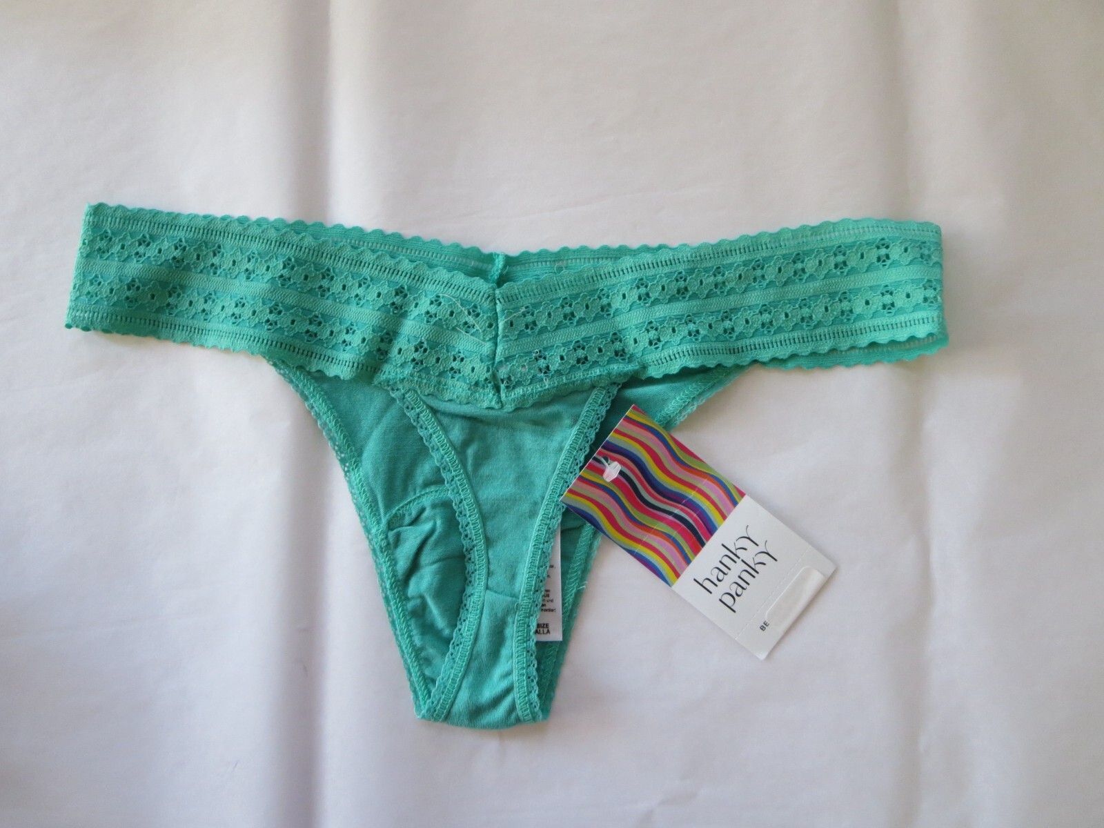 HANKY PANKY DREAMEASE LOW RISE THONG PANTY #631104, GREEN, ONE SIZE, NWT $23