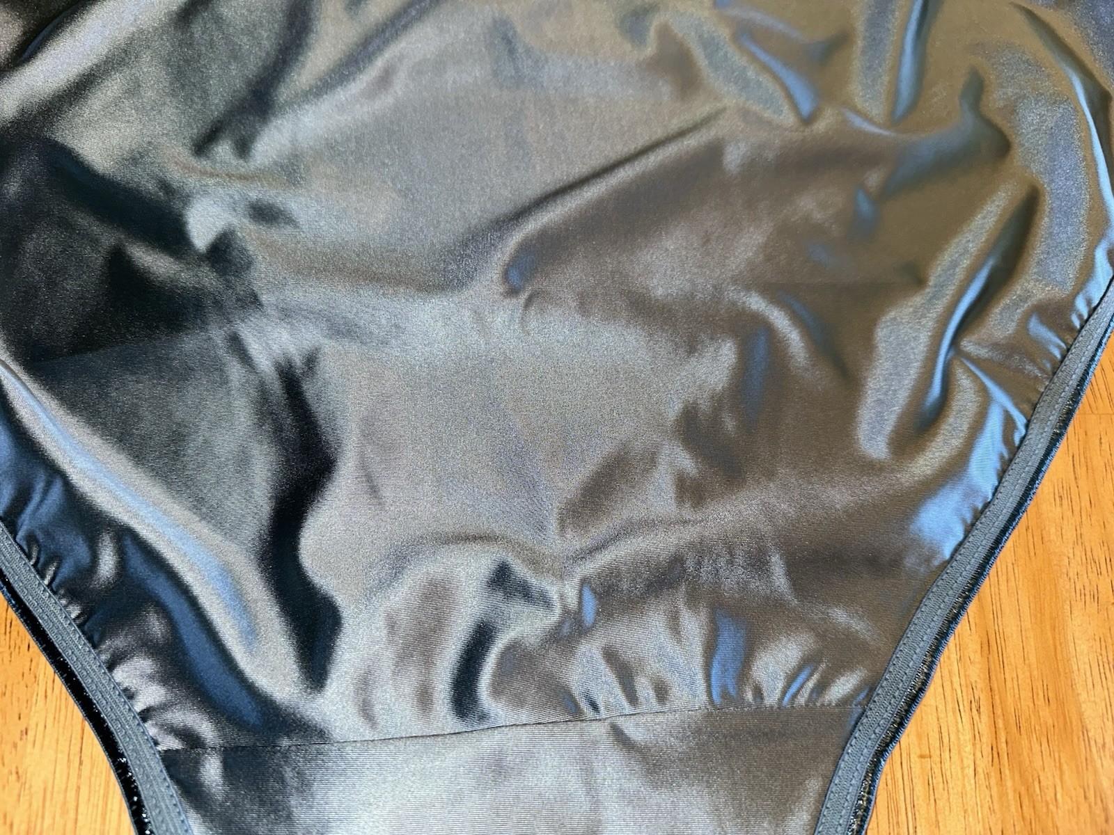 Vtg Styl Glossy Slippery Blue 2nd Skin Butter Satin Brief Pantie 0XL NEW Oily