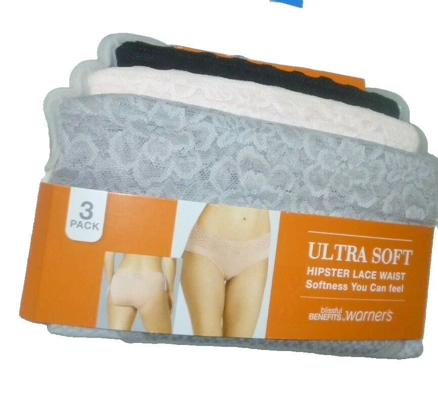 Women’s size XXXL (10) Ultra Soft Hipster Lace Waist 3 Pack Assorted New