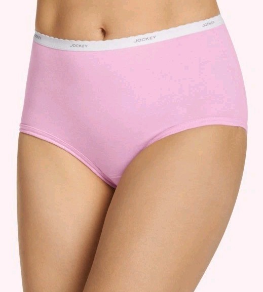 New Jockey Women’s 6/M Cotton Classic Brief 3 Pack Scalloped Elastic – Pink