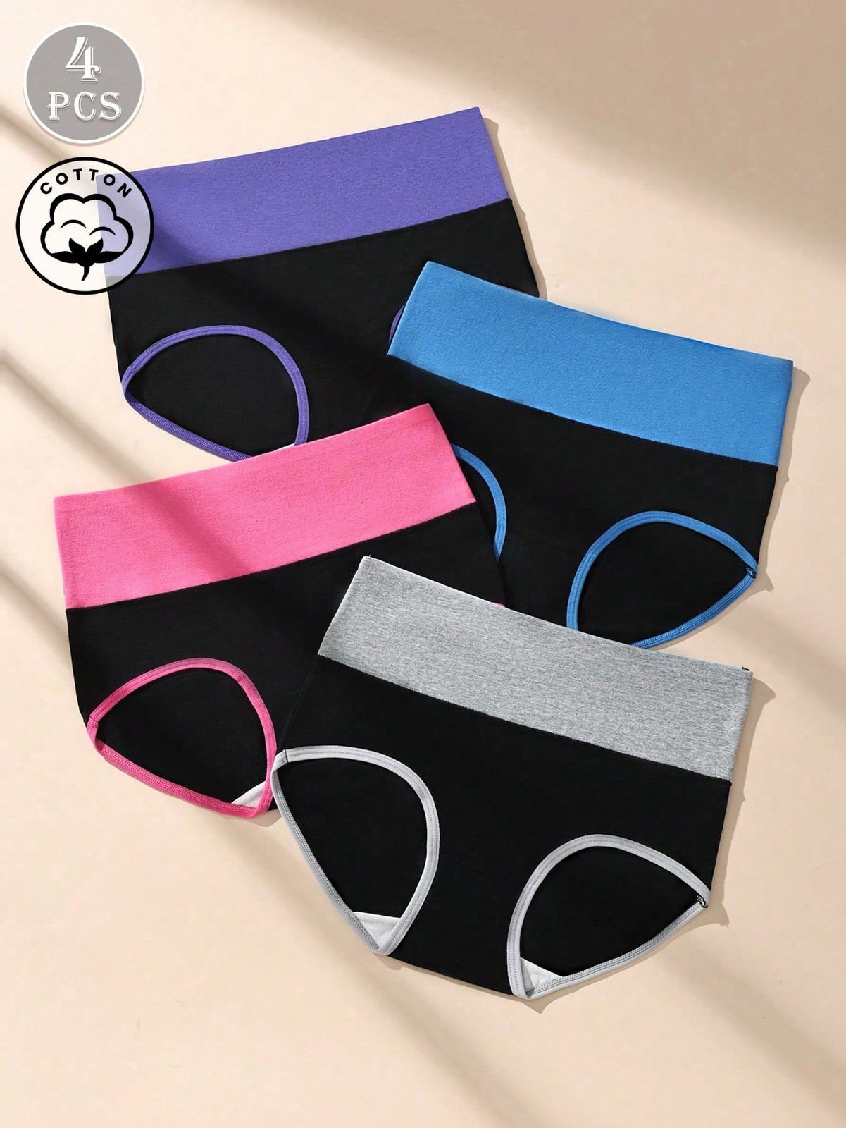 4 Pack/Pack High Waisted Cotton Women’s Underwear in Sporty Cheap24