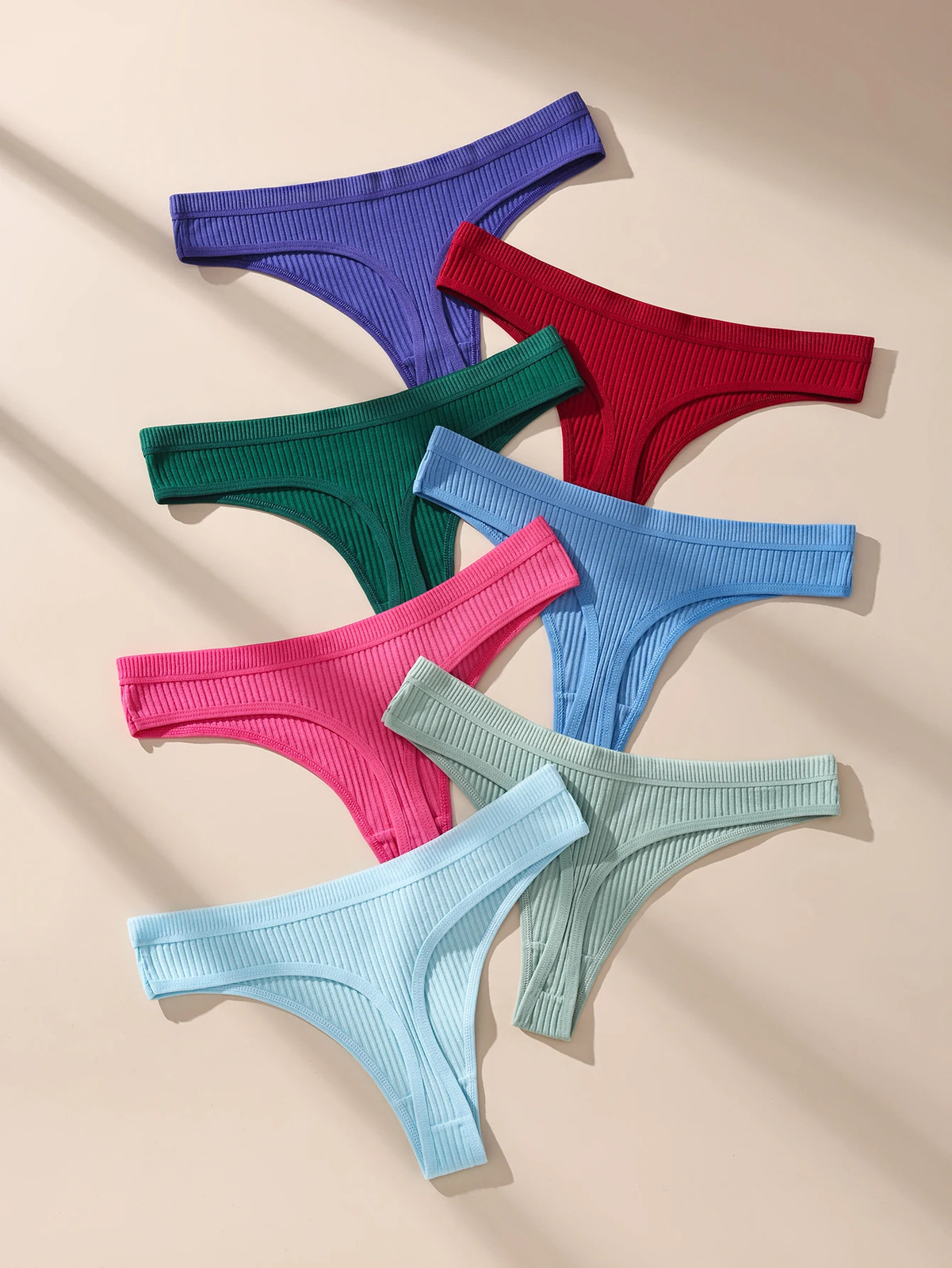 Low Rise Cotton G String Panties Women’s Solid Soft Stretch Comfort Fit 7 Pcs