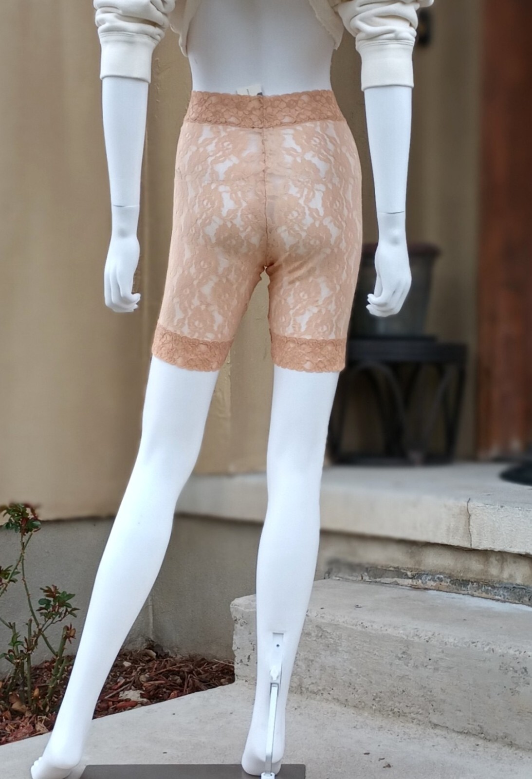Lacy Biker Shorts Underwear by Anthropologie, size XS, nude color, NWT