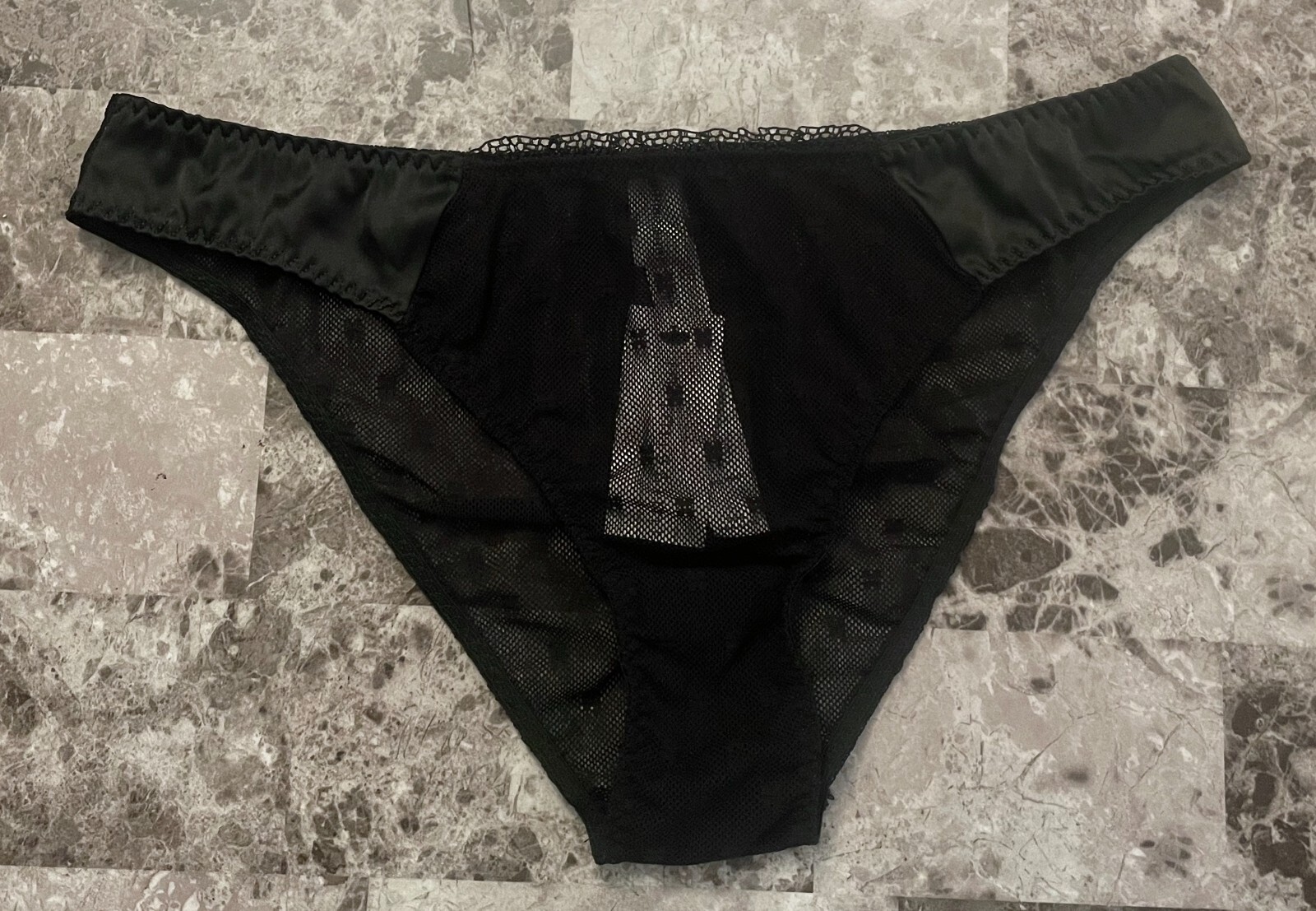 NWT INTIMISSIMI M BLACK SMOOTH BUTTERFLY RHINESTONE MESH RARE BIKINI PANTIES