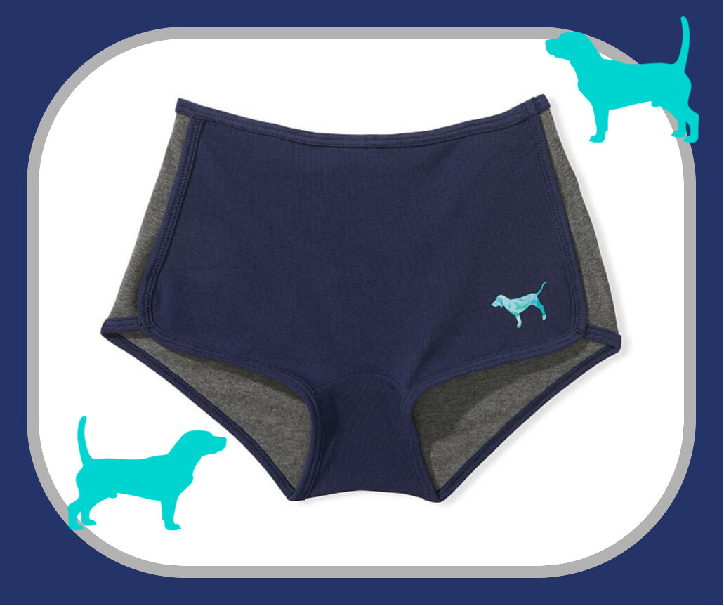 XL Navy Purple Heather Charcoal Grey Cotton Victorias Secret PINK Boyshort Panty