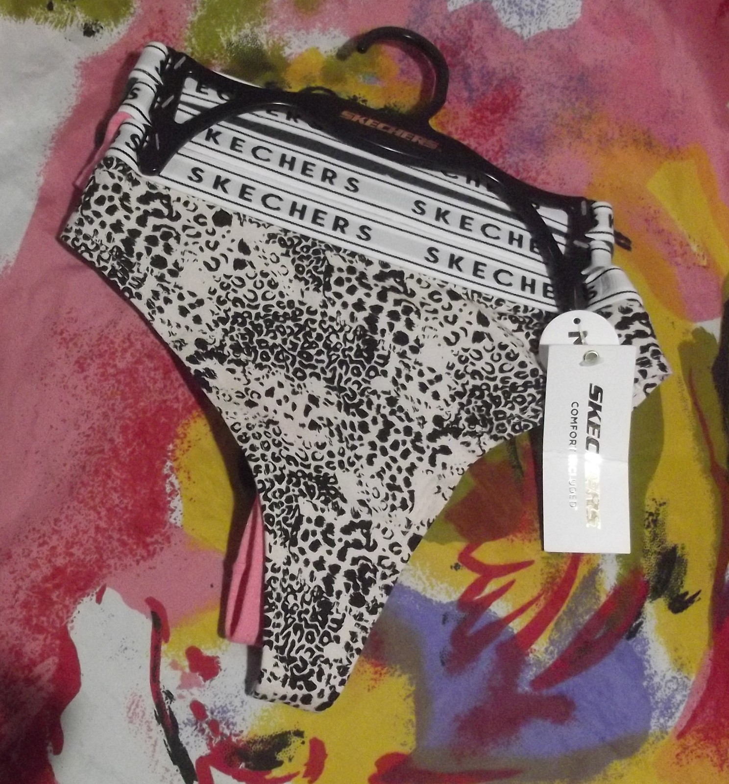 3 NEW SKECHERS COMFORT INCLUDED AN LOGO WAIST COTTON THONG PANTIES L