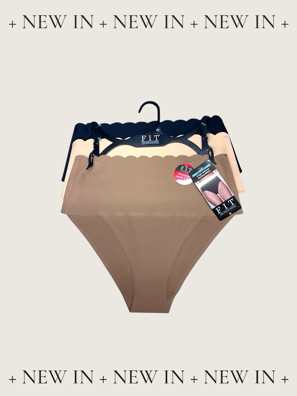 F.I.T. Women 3 Pk High-Waisted Bikinis Scallop Design~GREAT FIT~ALL SIZES
