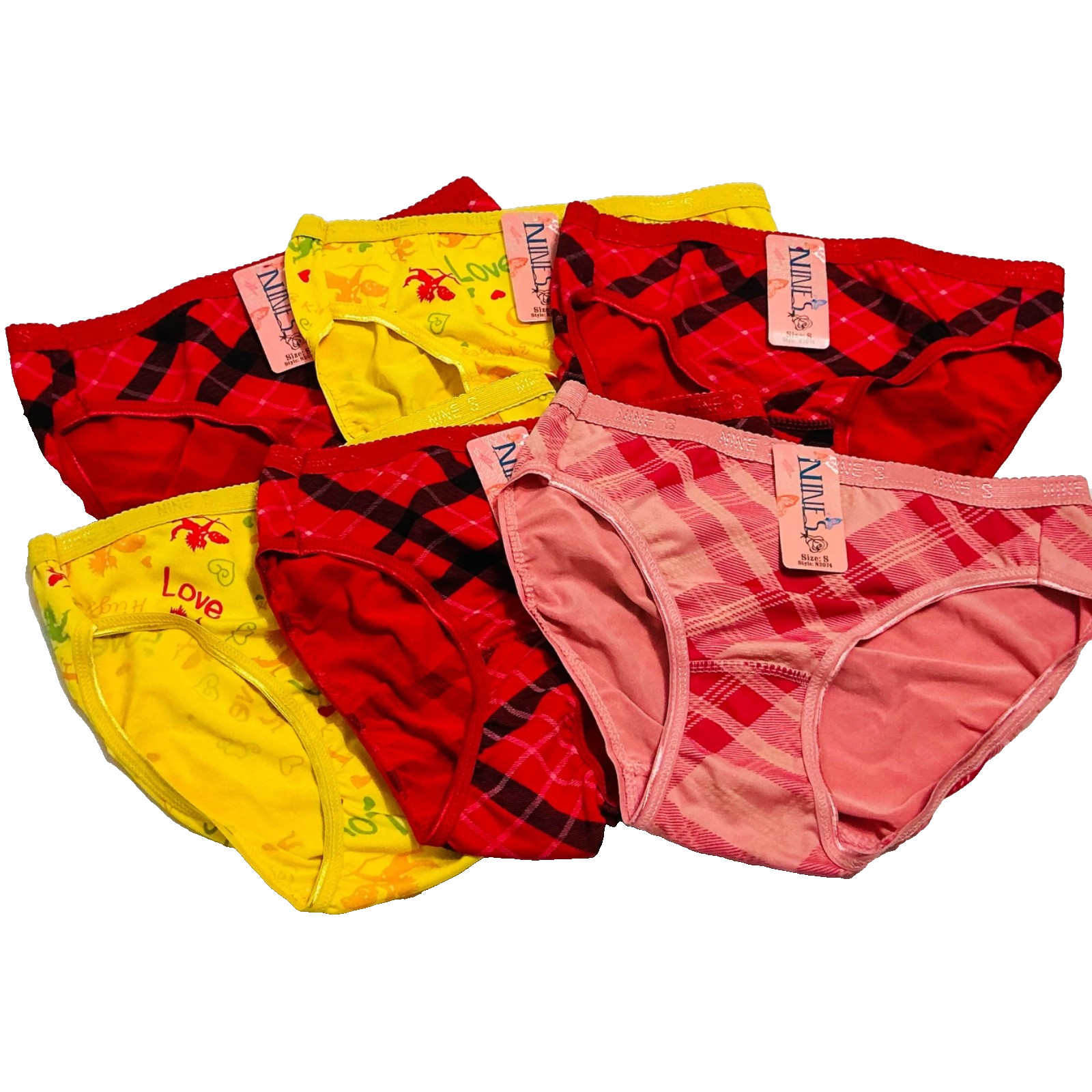 sz S – NWT Print Hi-Cut Cotton Panties – 6 pcs Set
