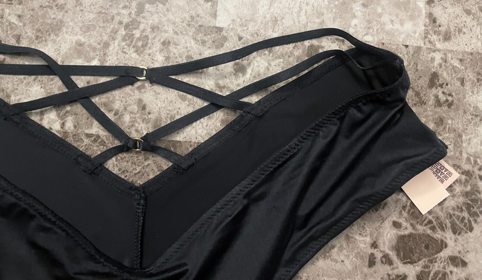 VICTORIA’S SECRET M NAVY BLUE SATIN SMOOTH STRAPPY BACK HIGH LEG CHEEKY PANTIES