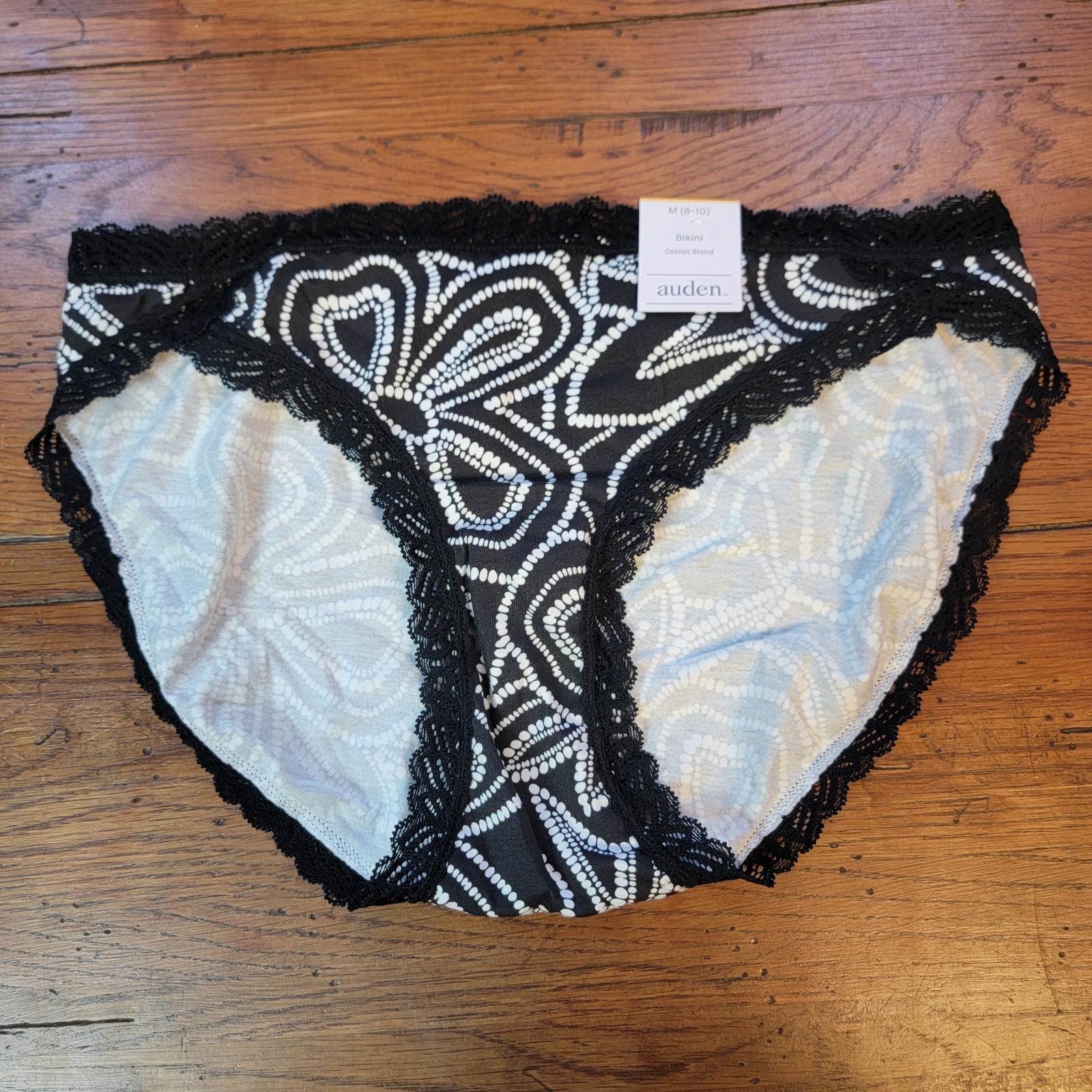 (3) Auden Womens Medium (8-10) Cotton Bikini Underwear Target M Black White Lace