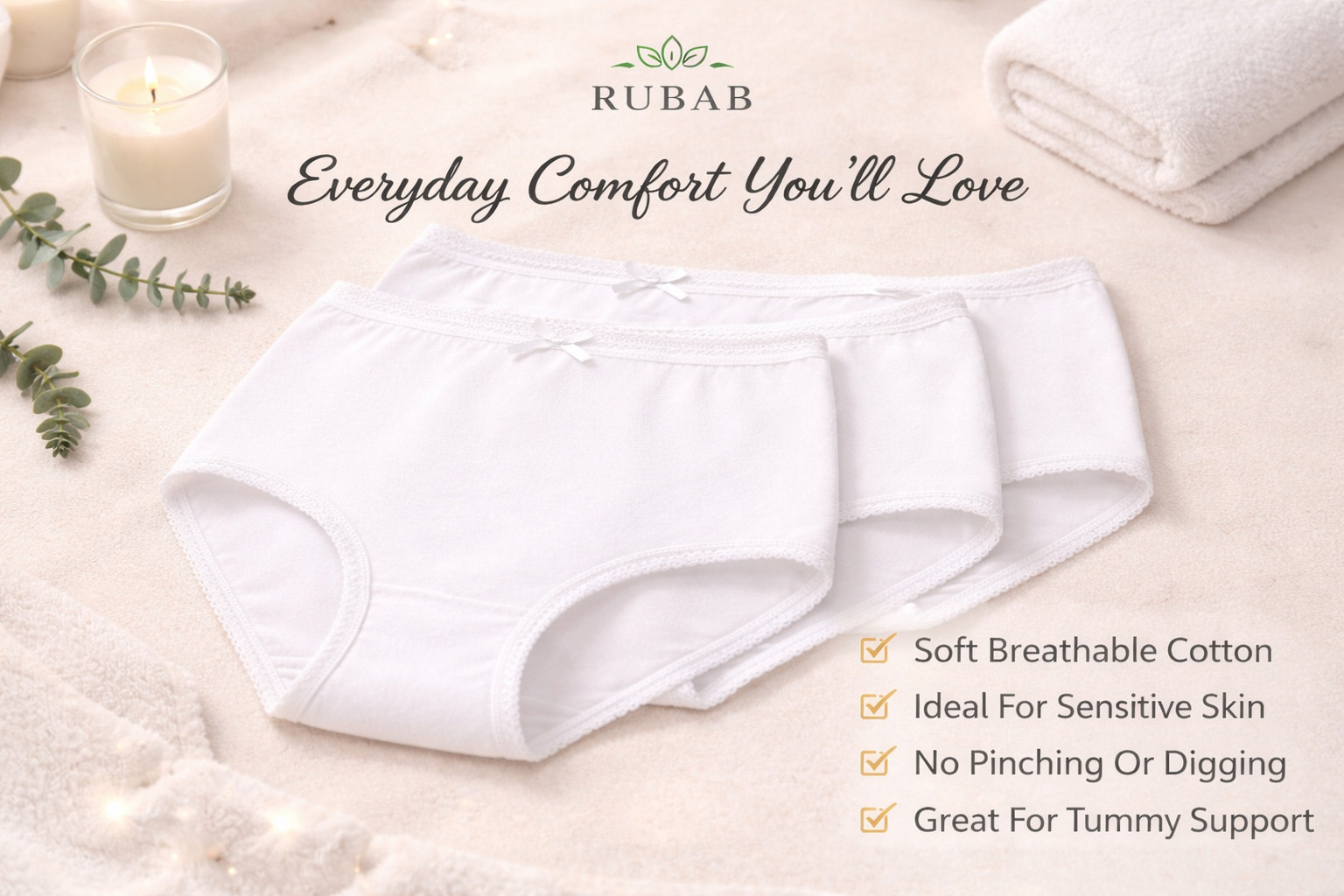 Women’s 3 Pack 100% Cotton Full Mama Briefs Soft Comfortable Knickers Underwear