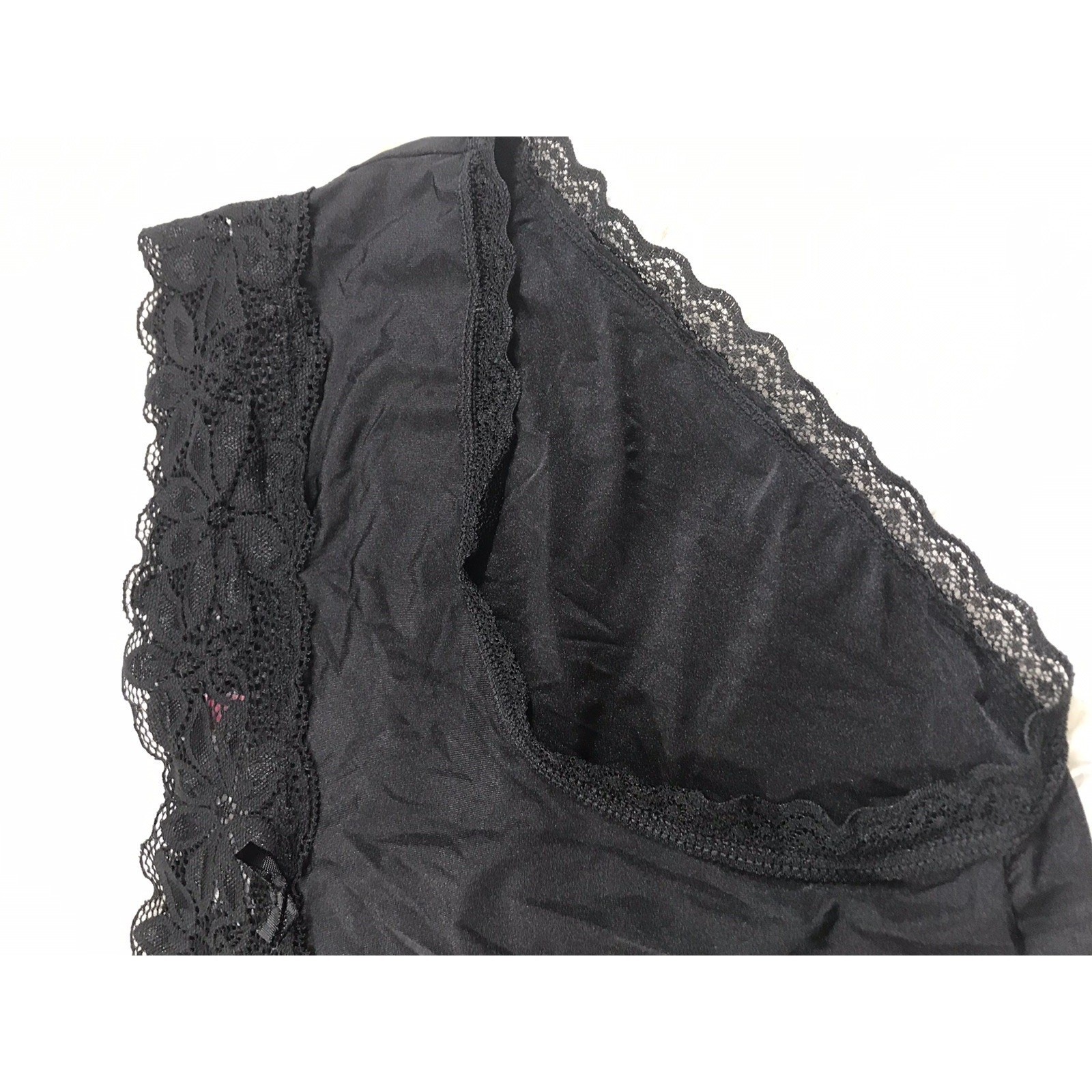No Boundaries Women’s Body Base Hipster W Lace Panties Size LARGE Solid Black