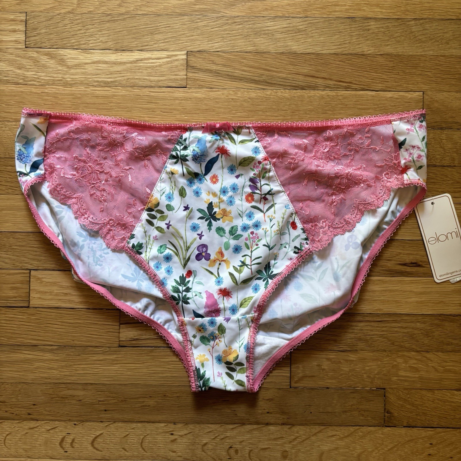 Elomi Maya Brief Panty Sweet Pea XXL Floral Lace Pink Feminine Cottagecore