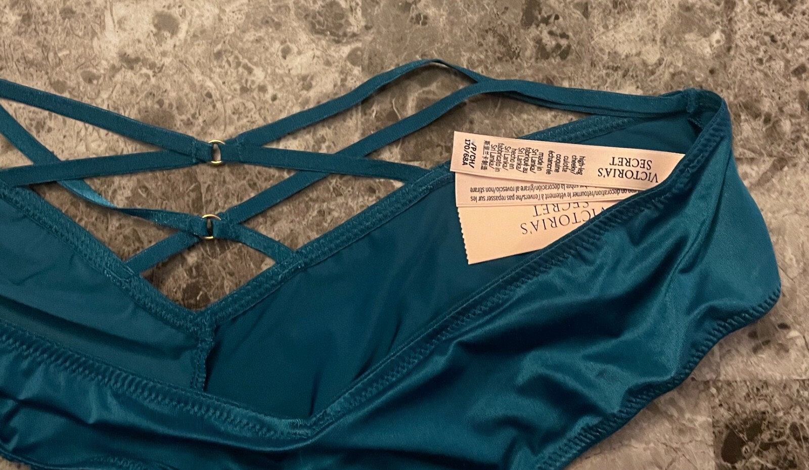 VICTORIA’S SECRET TURQUOISE BLUE SATIN SMOOTH STRAPPY HIGH LEG CHEEKY PANTIES