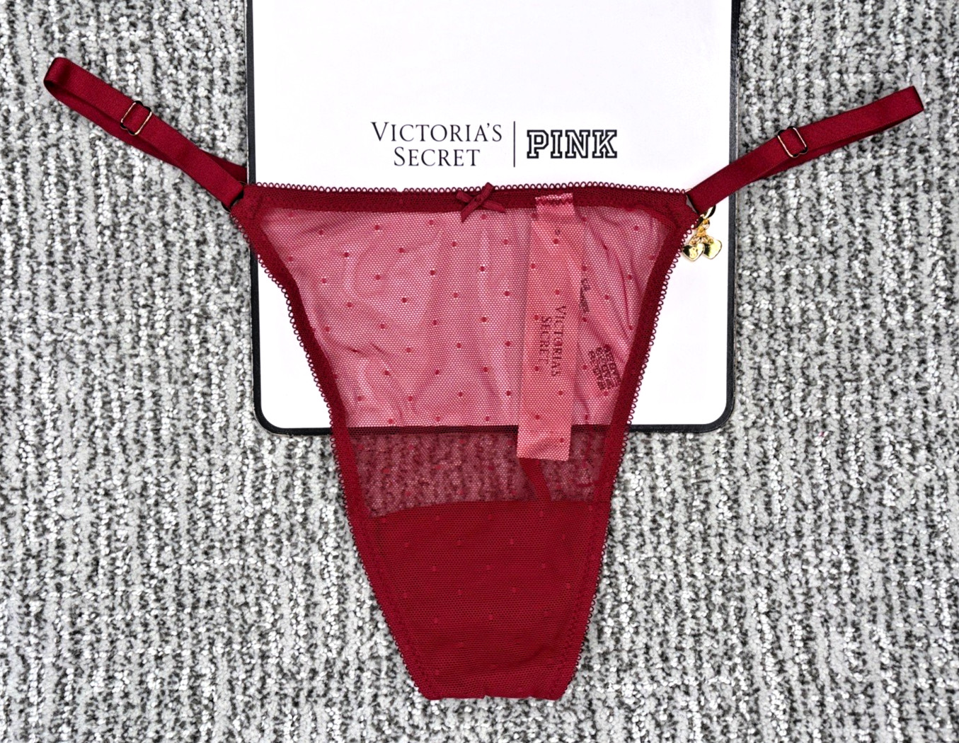 VictoriasSecret VerySexy NWT Large Red Cherry Hardware Adjustable V String Panty