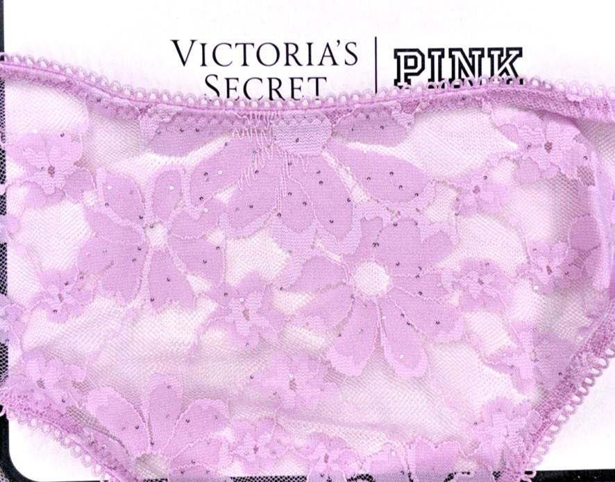 Victoria’s Secret PINK NWT XXL Purple Sequin Lace Cheeky Panty Sheer Sexy Wink