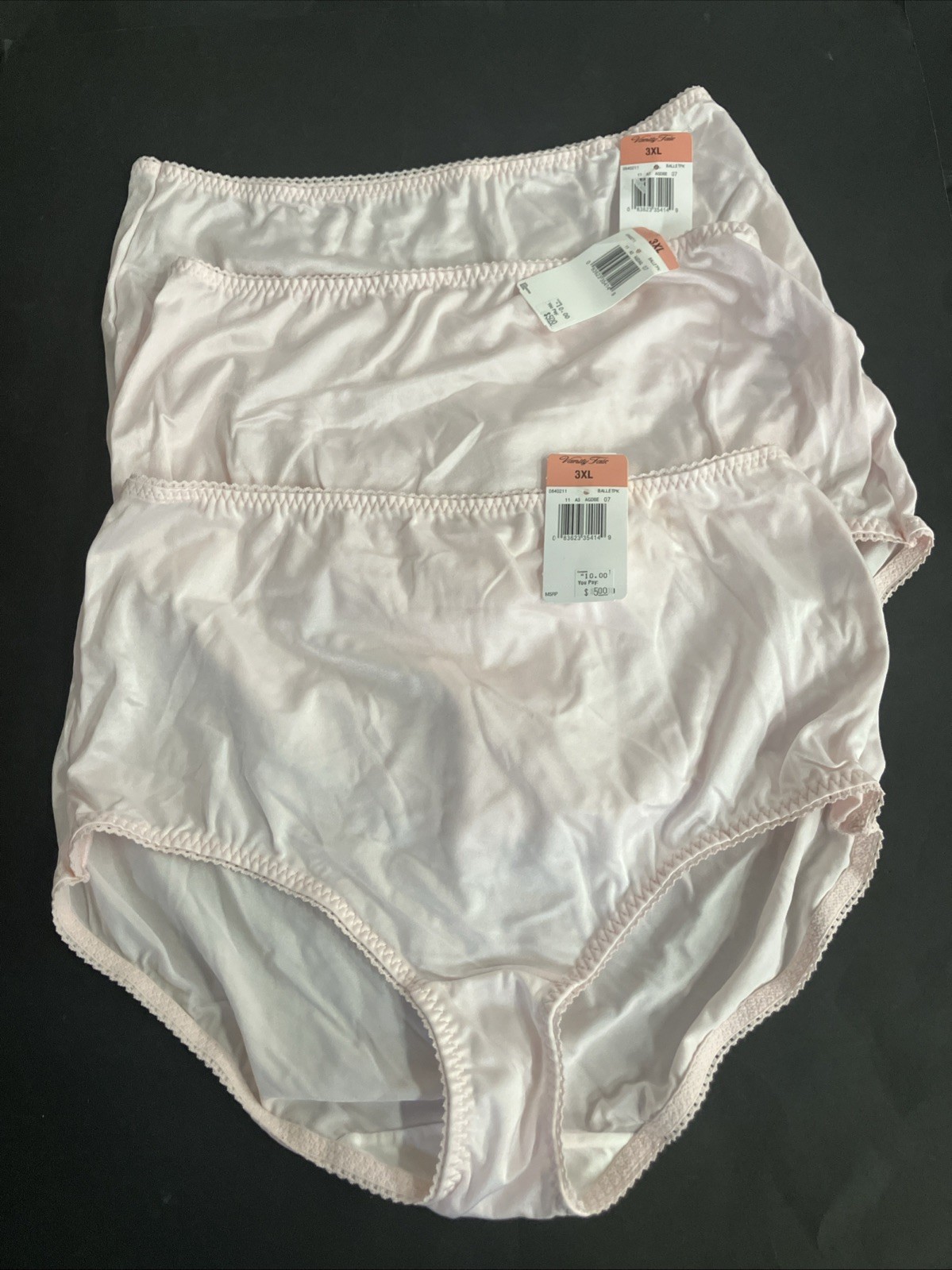 Vanity Fair Panty Women’s 3XL Nylon Blend 3 Pair Ballet Pink Granny Panties New