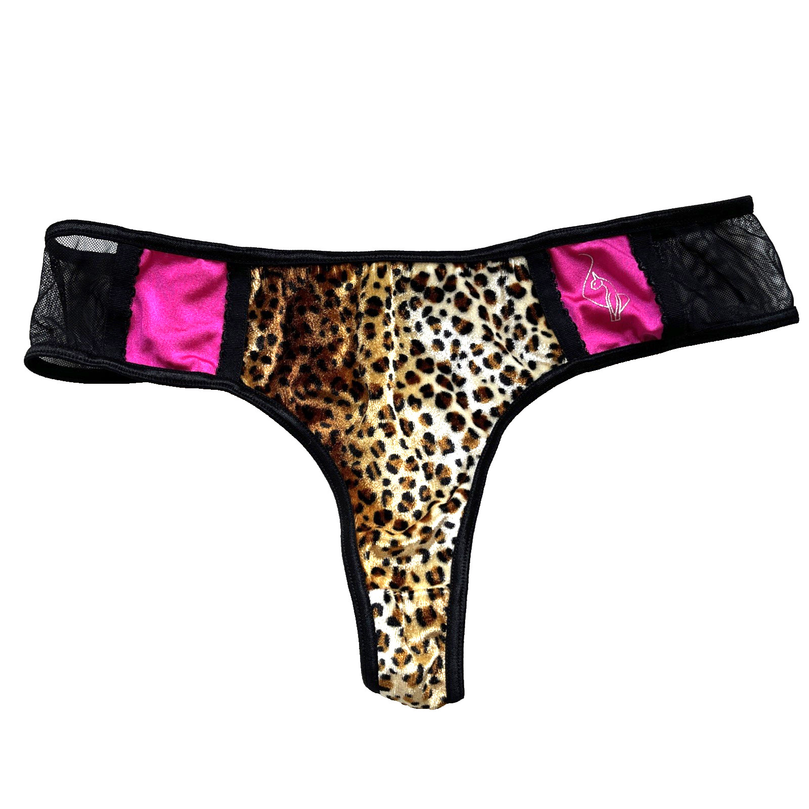 Baby Phat Leopard Print and Mesh Thong Size Medium Vintage Y2K