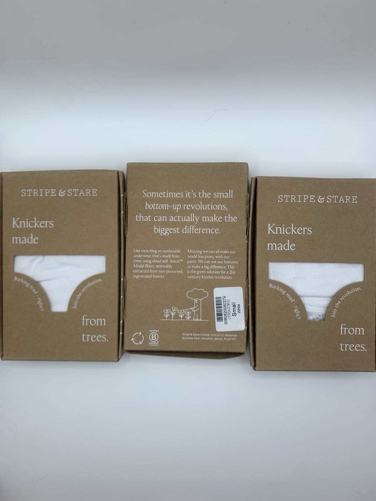 Stripe & Stare Knicker Bundle x4 Pair Small 3x White 1x Blue Freepost