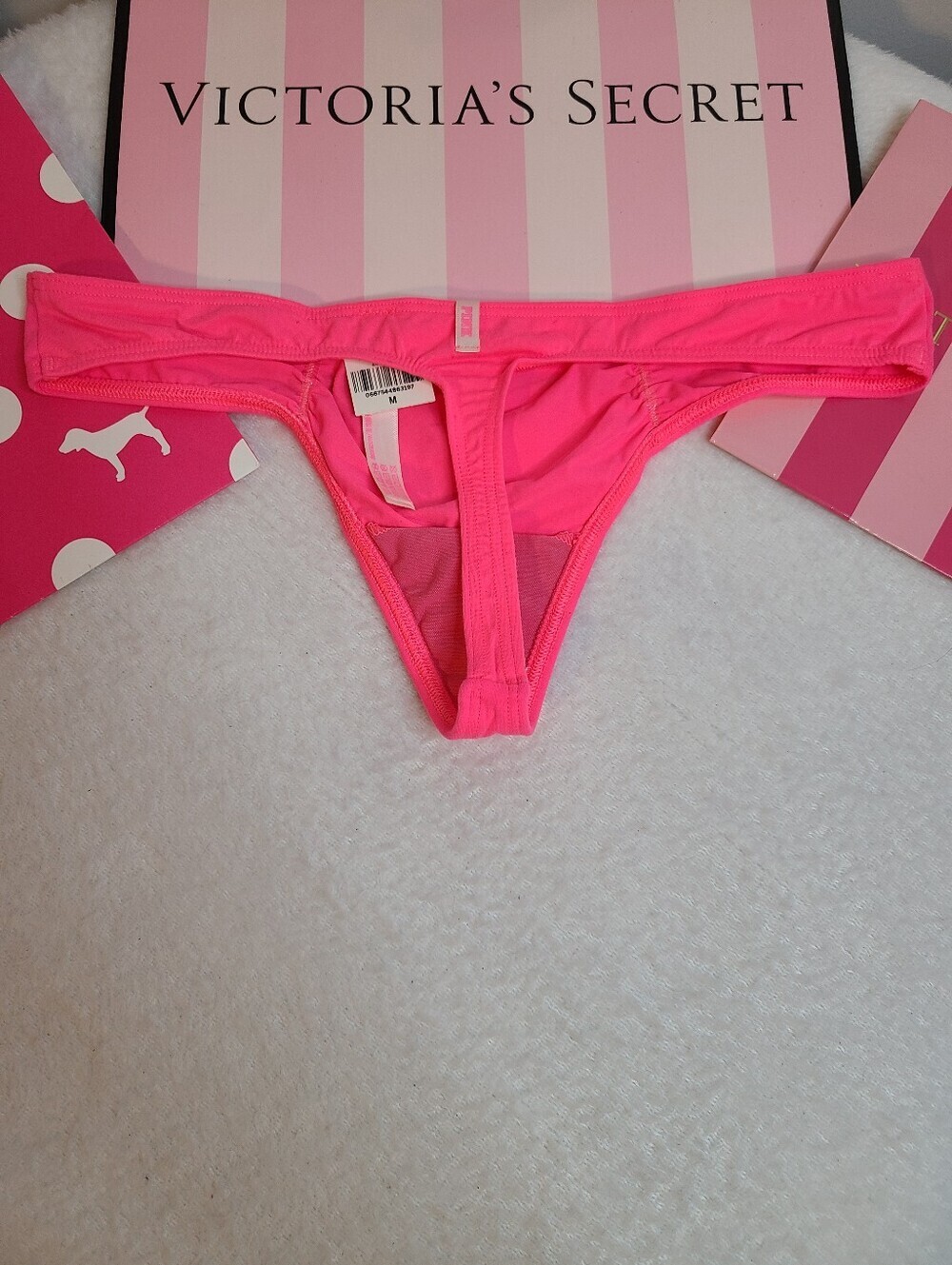 Retired VS PINK Super Smooth Microfiber Nylon Ruched Front Thong Panty Size M