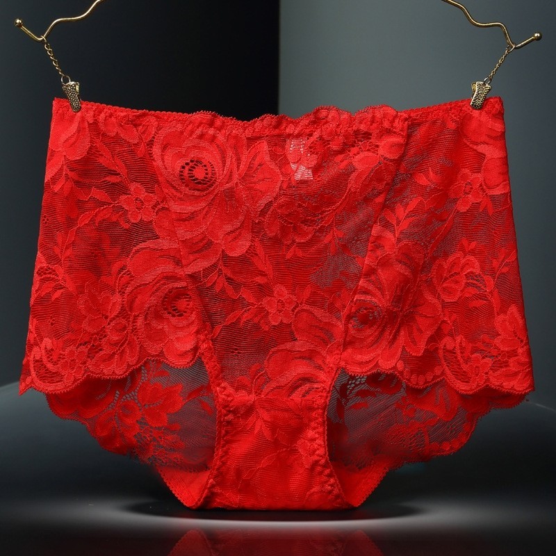 4 Pack Ladies Knickers Sexy Full Lace High Waist Briefs Lingerie Women Underwear