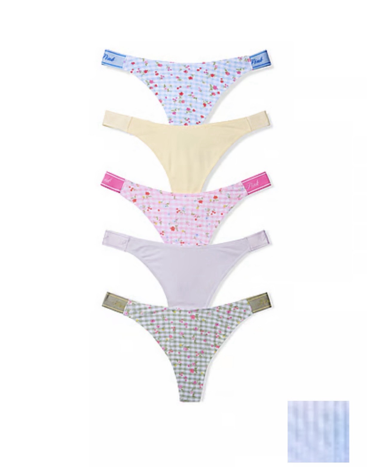Women’s Victoria’s Secret PINK High Leg Thong Floral Gingham 5pk ($8 Each) L