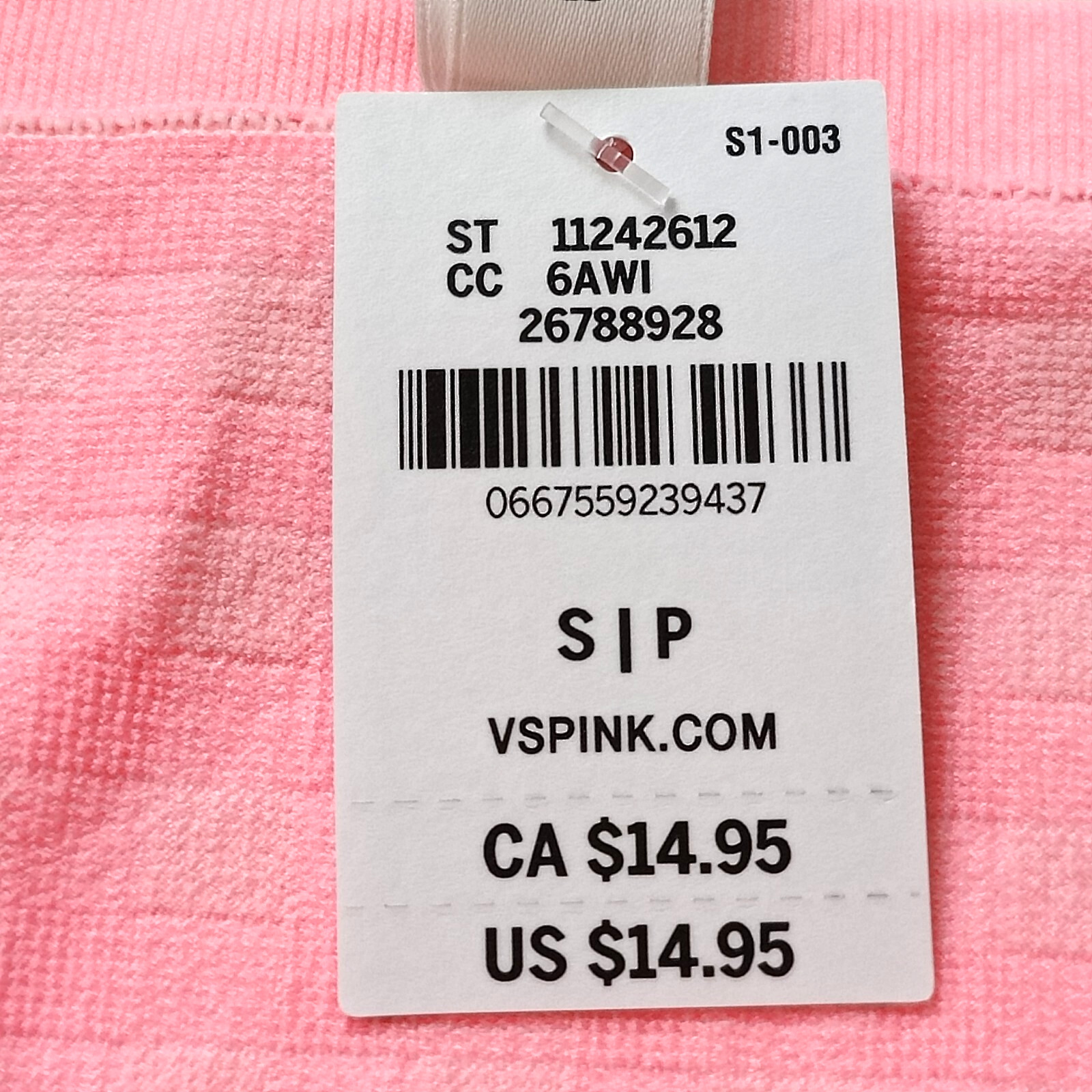 PINK Victoria’s Secret Seamless Gingham Hiphugger Panty Pink Bubble SZ S/M