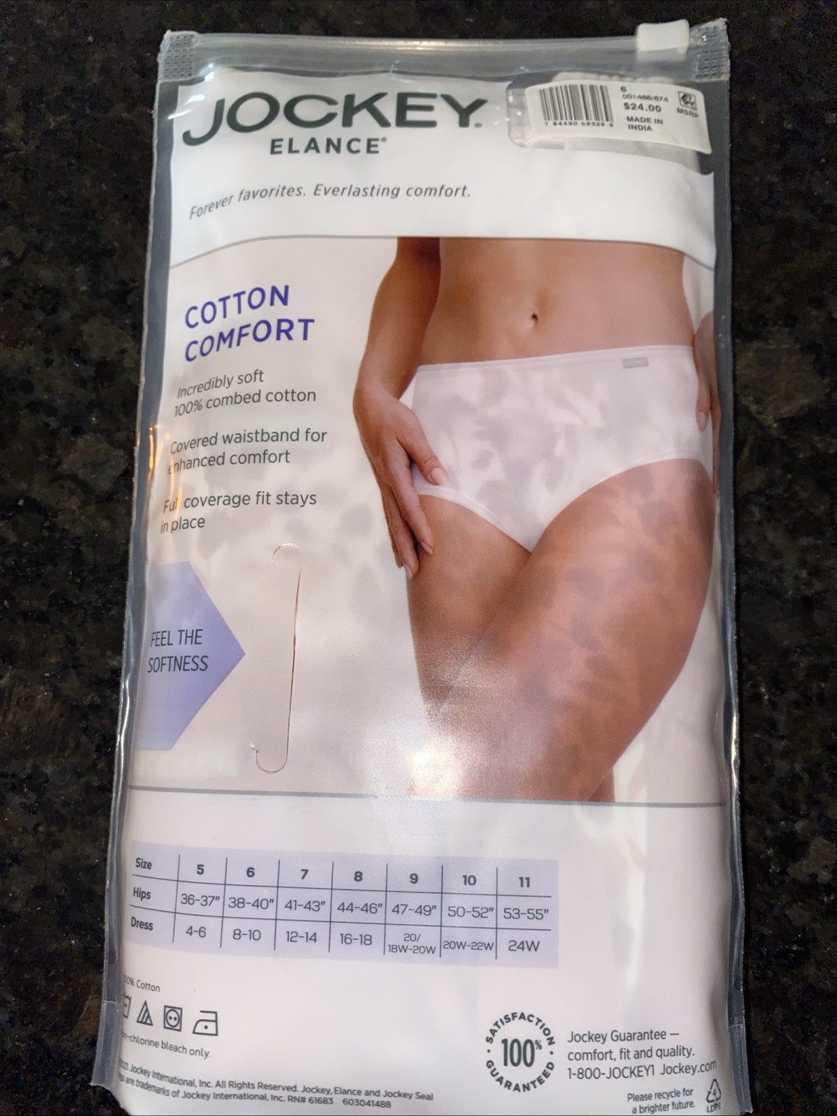 Jockey 3-Pack Elance Hipster Comfort 100% Cotton 1488 6/M Prim Floral NIP