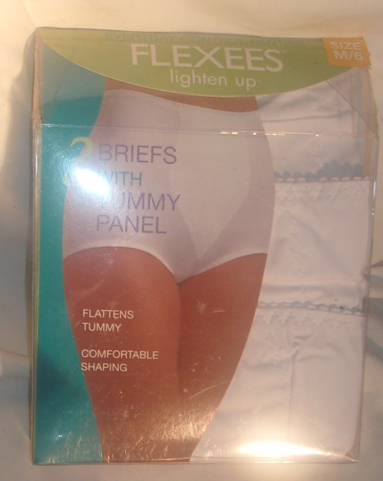 FLEXEES BREIFS PANTIES WITH TUMMY PANEL, 3 PACK, SIZE M, NEW IN PACKAGE WHITE