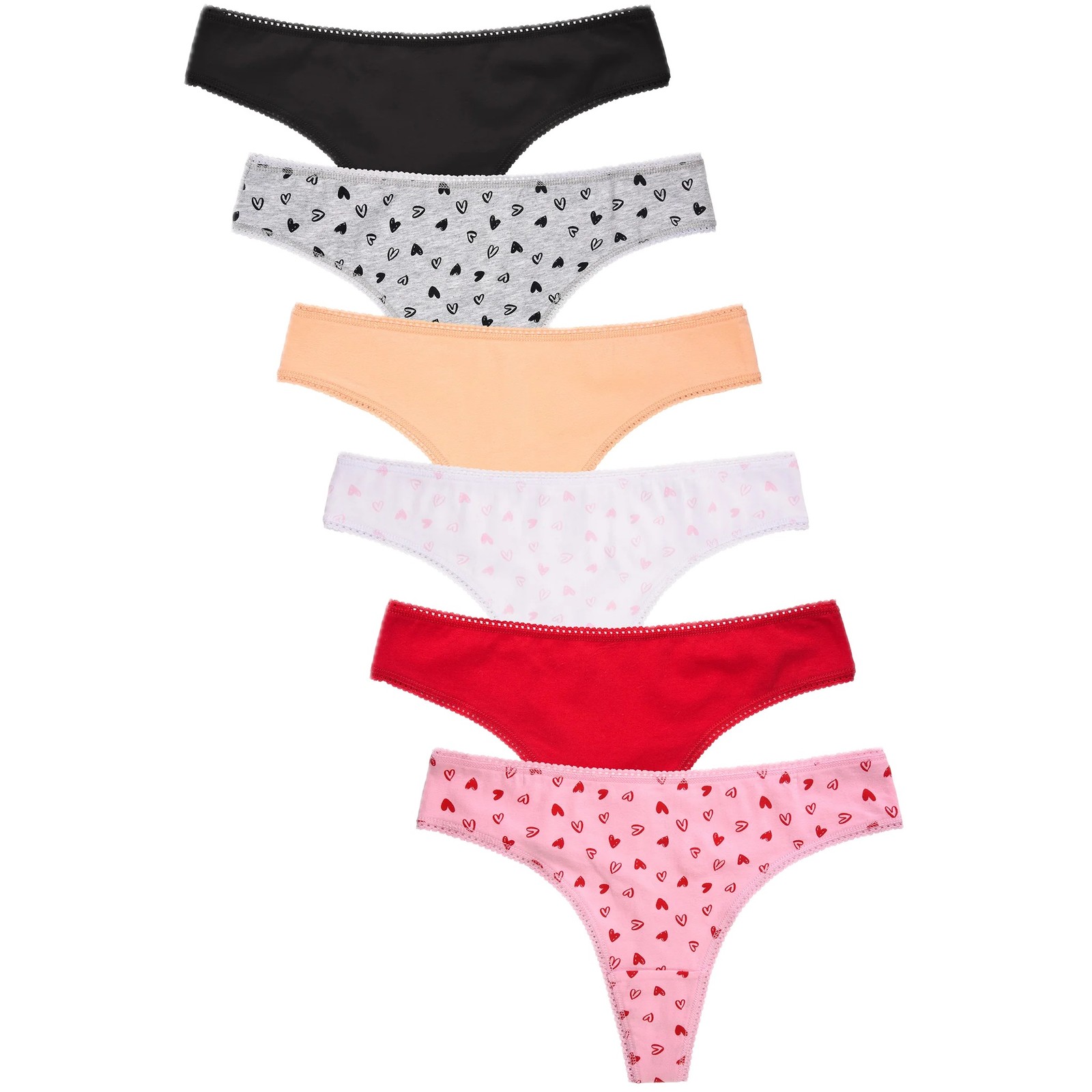 Pack of 12 Printed Cotton Thong Panties – Assorted Colors