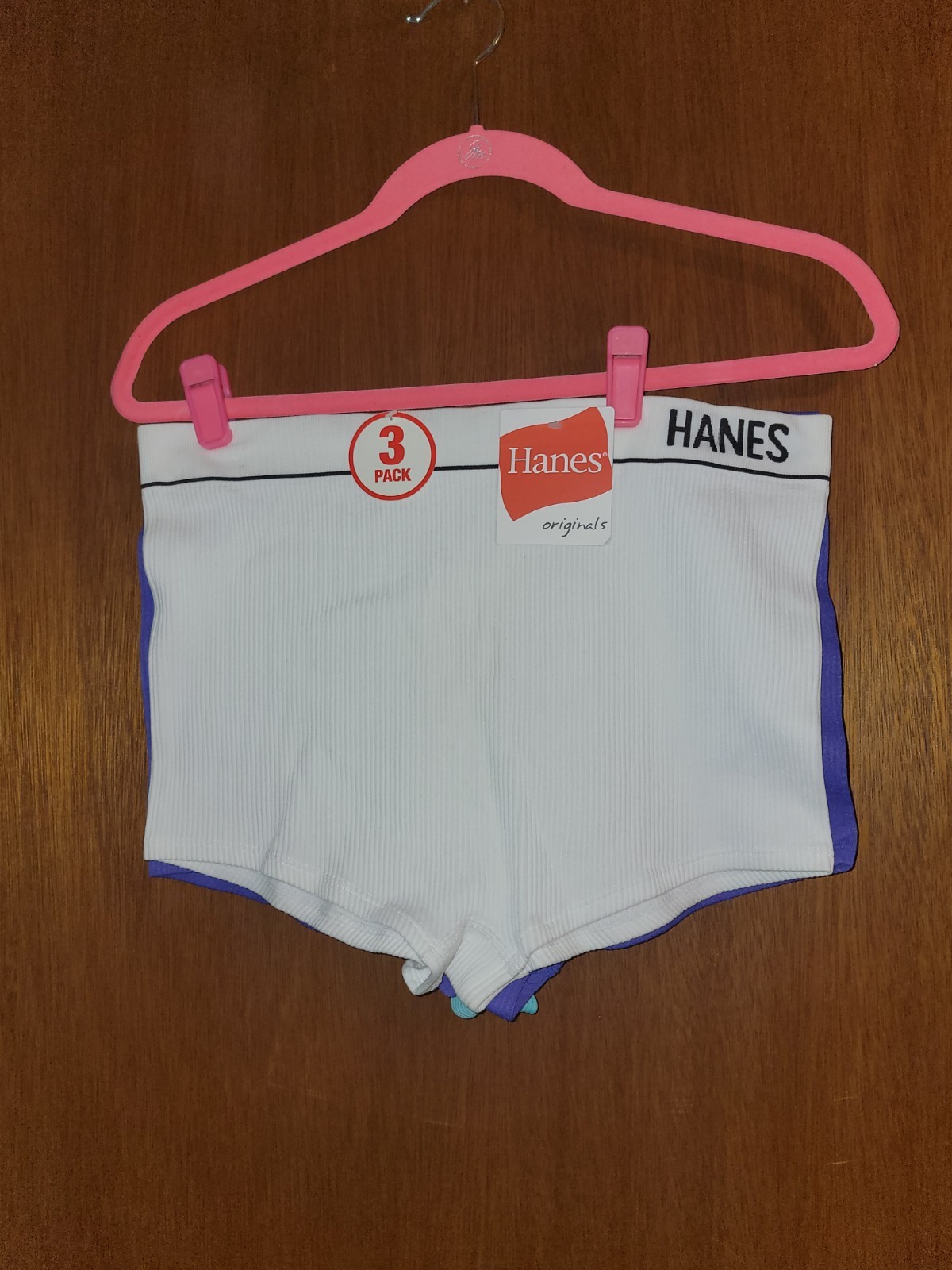 Hanes Boyshorts 3 Pack Ribbed Stretch Multicolor Tagless Womens 2XL Logo New