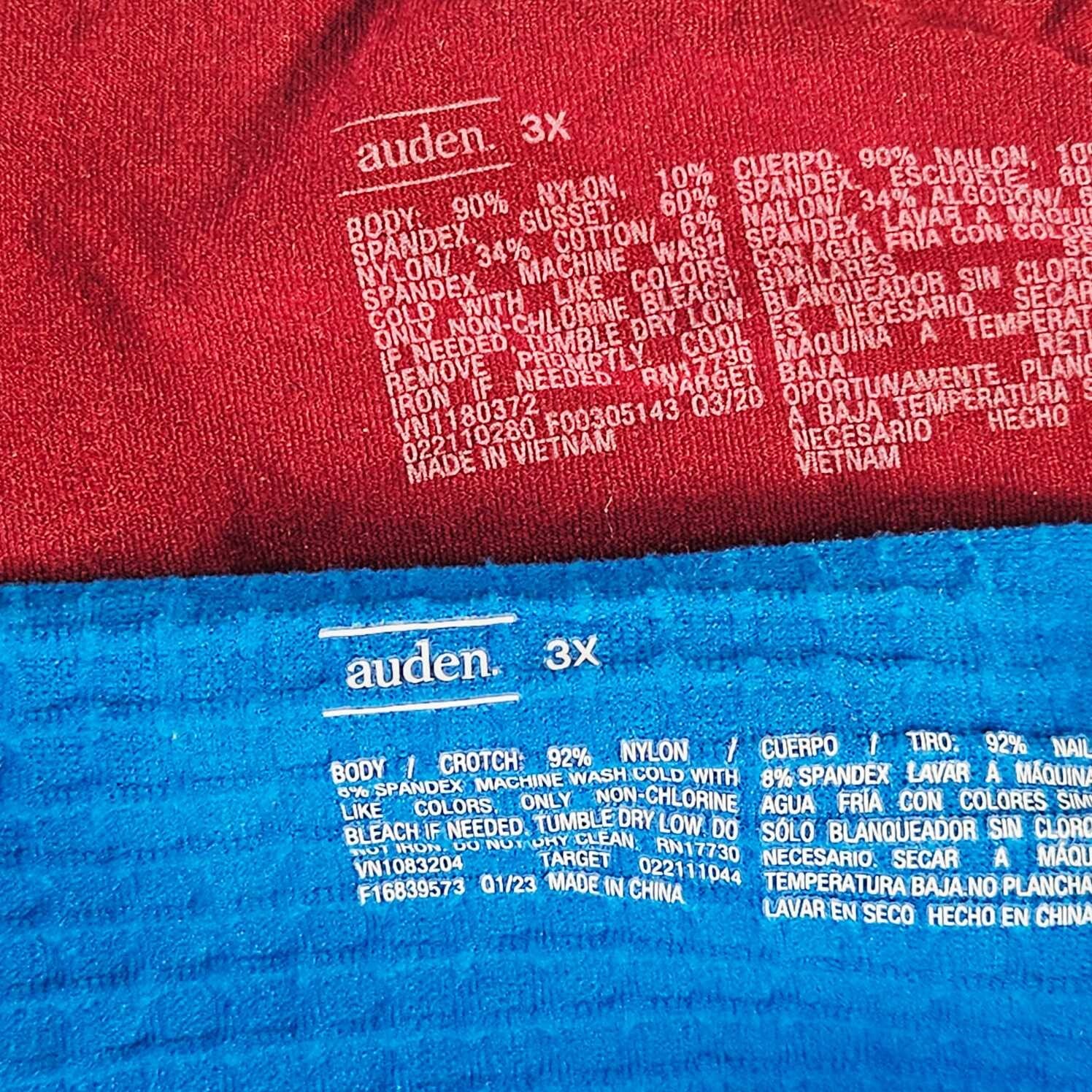 Auden 2pk Seamless Hipster Underwear Womens Plus Size 3X Stretch Red/Blue