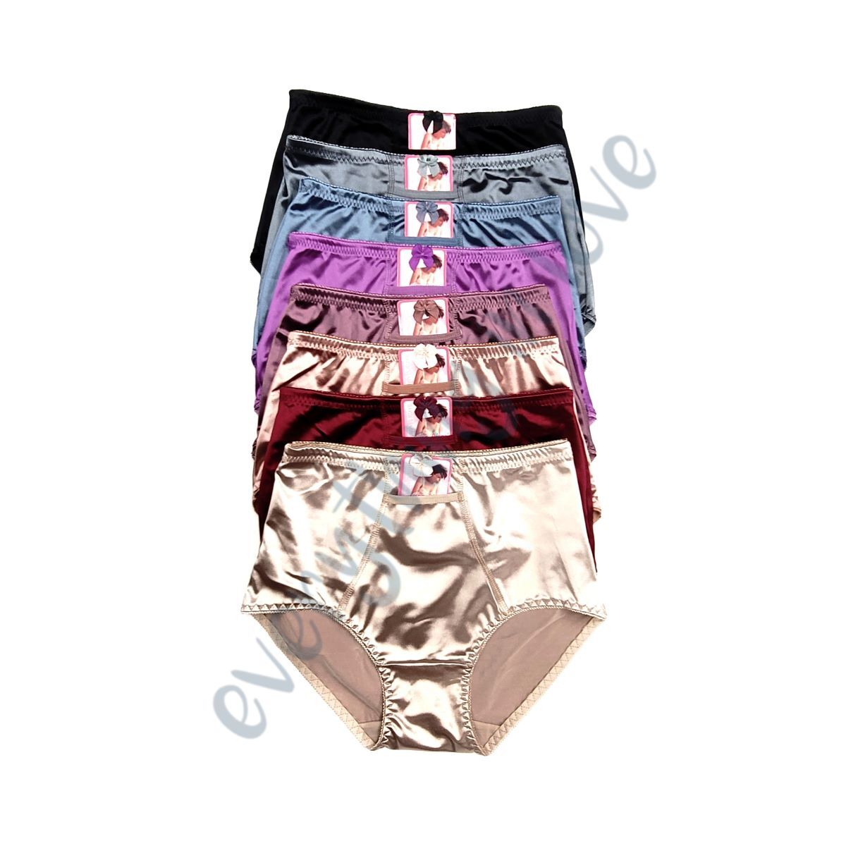 Women Shiny Satin Pocket High Waist Full Coverage Brief Girdle Panties Underwear