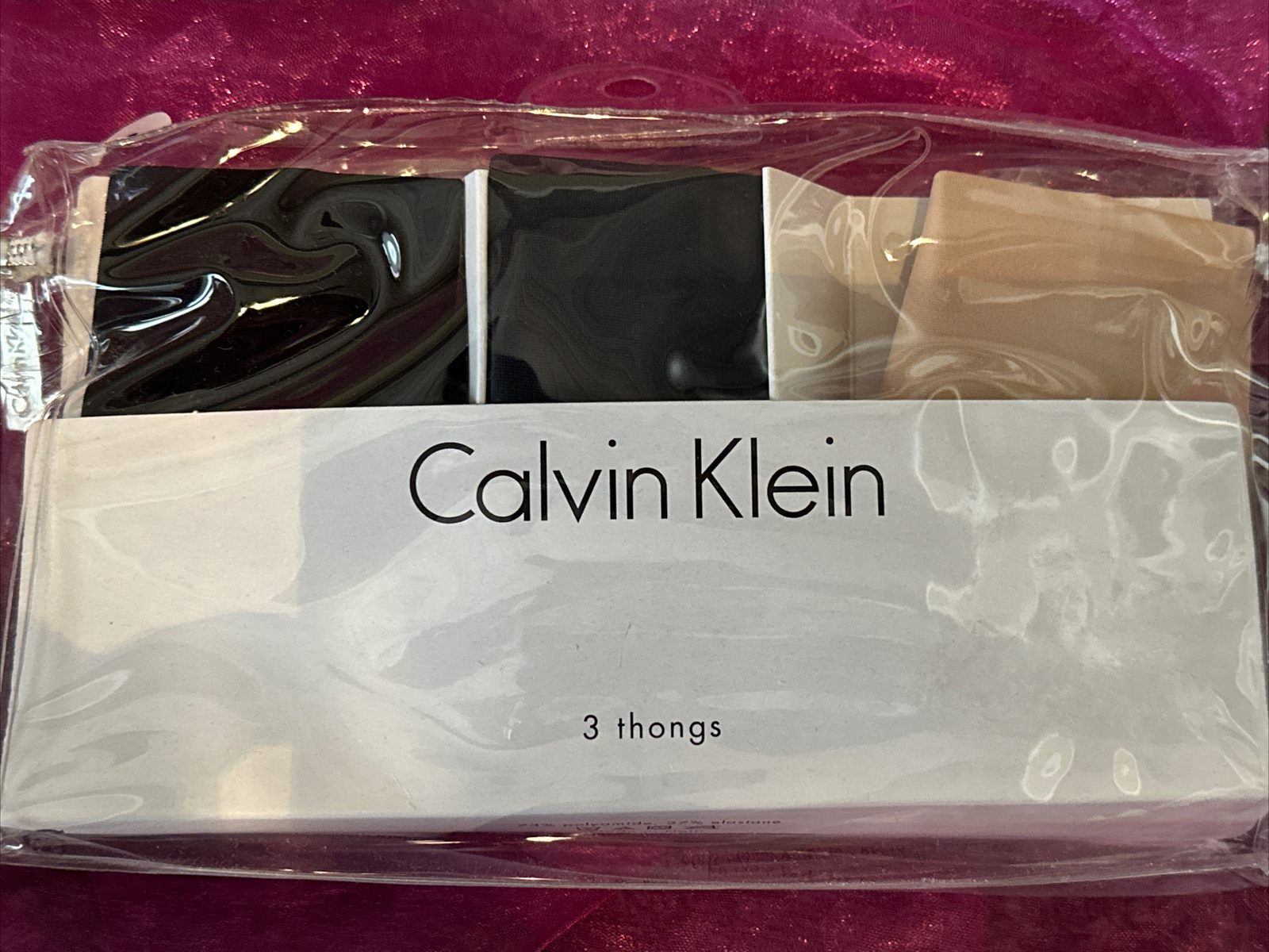 Calvin Klein QD3558 -Size: Large – 3 Pack – Invisible No Panty Line Thongs