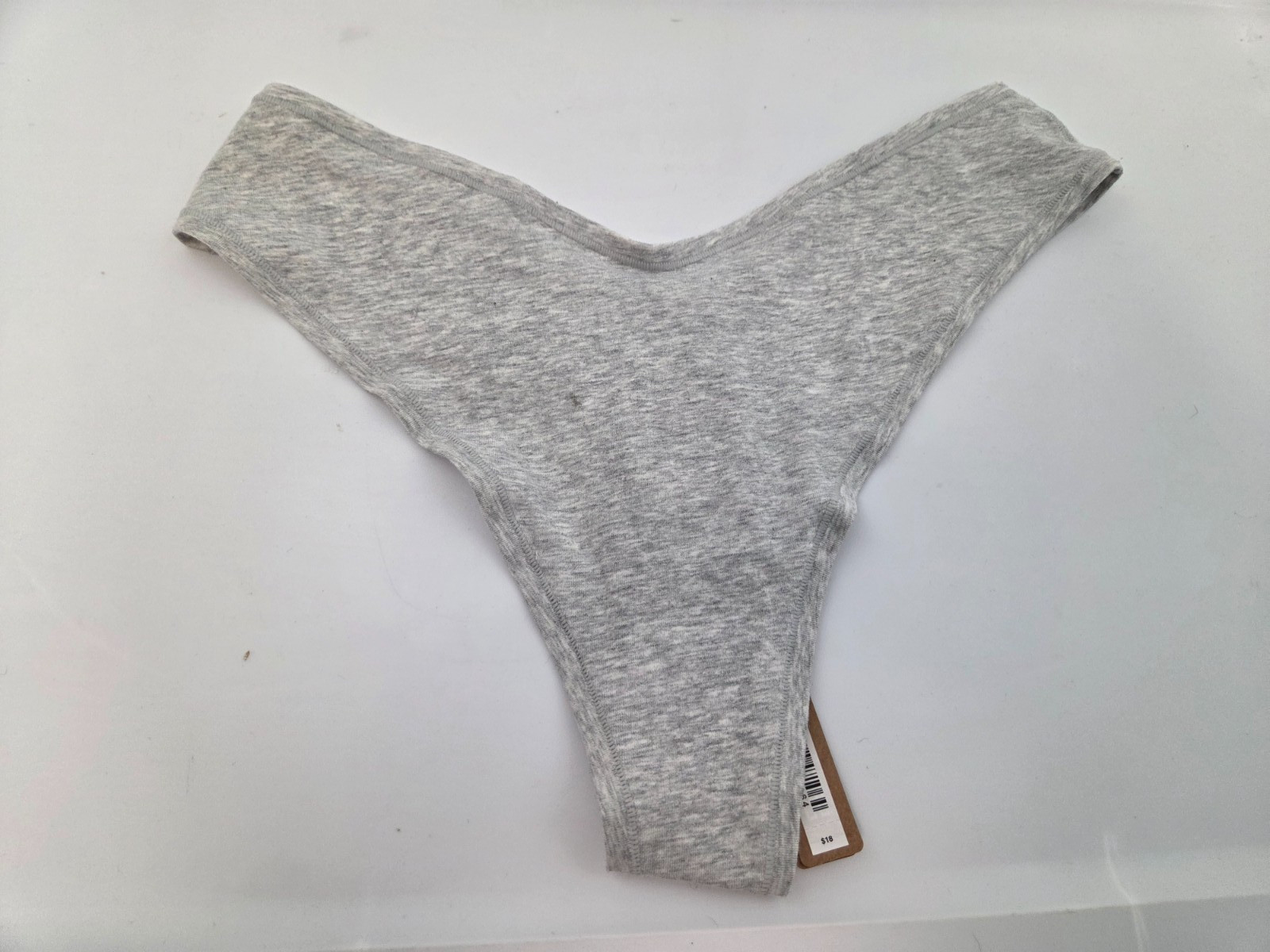 SKIMS Women’s XL Light Heather Gray Cotton Jersey Dipped Thong NWT