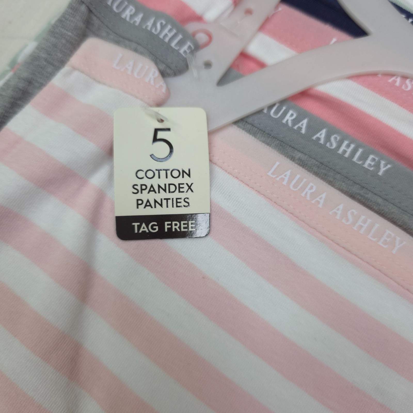Laura Ashley Womens 5-Pack Medium Panties Briefs Cotton Blend Tag-Free Striped