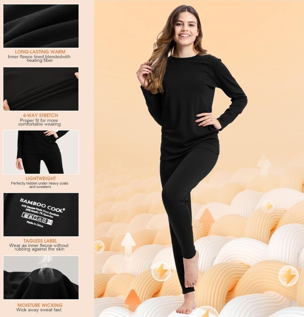 BAMBOO COOL Women’s Plain Thermal Underwear Talla XXL