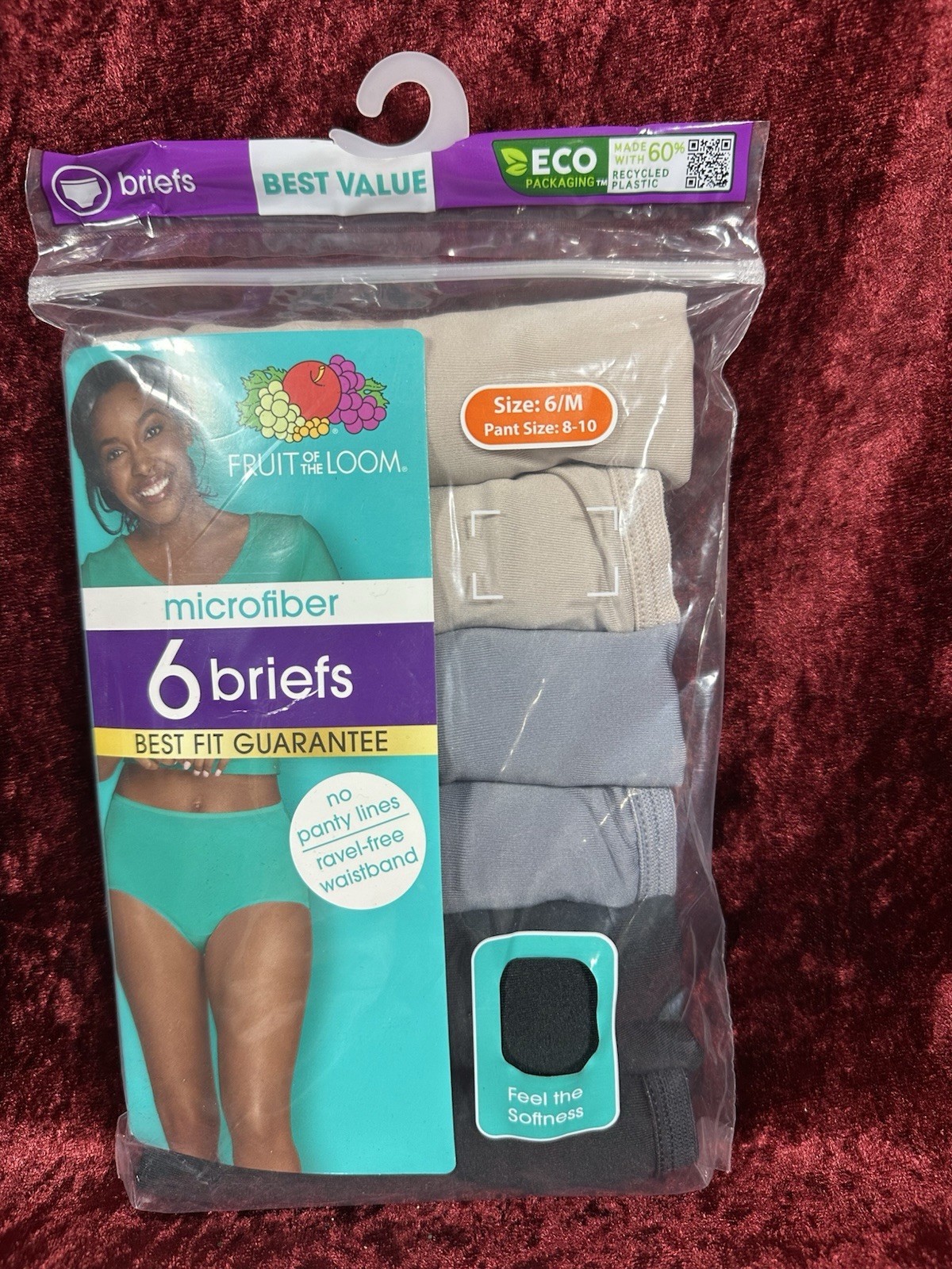 5 Pair FOTL Microfiber Briefs Size 6/M. No Panty Lines.