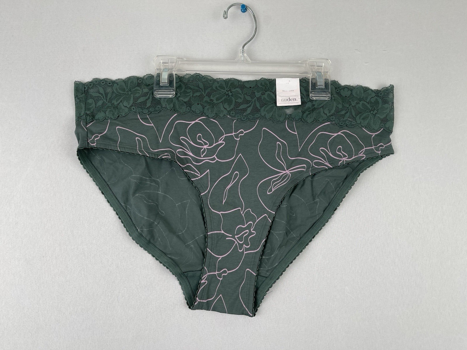 Auden Cotton Blend Hipster Underwear W/lace Waist Teal Green Size XL(18)