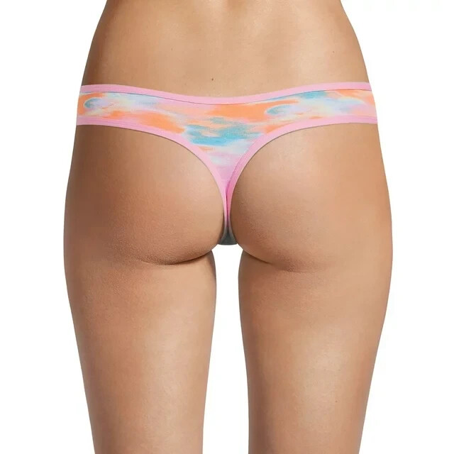 No Boundaries Women’s Cotton Thong Panties Size SMALL (3-5) Pink Tie Dye