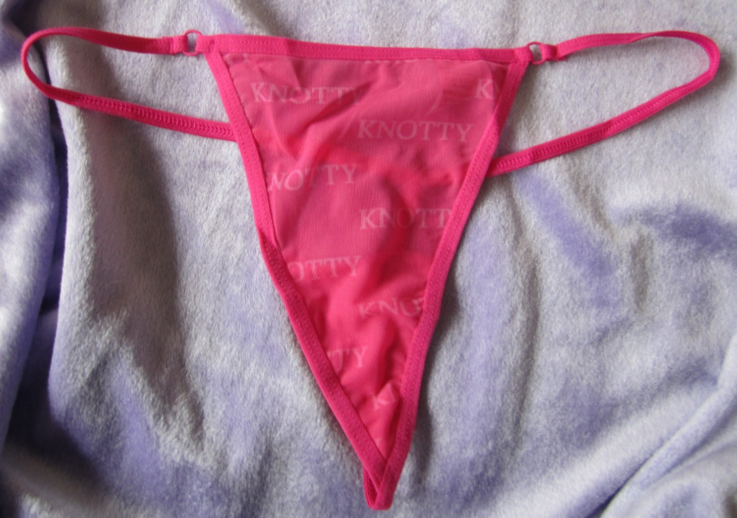 Knotty Knickers L Thong Sheer Panty Sexy Undies Black Orange Bright Pink 3 pair