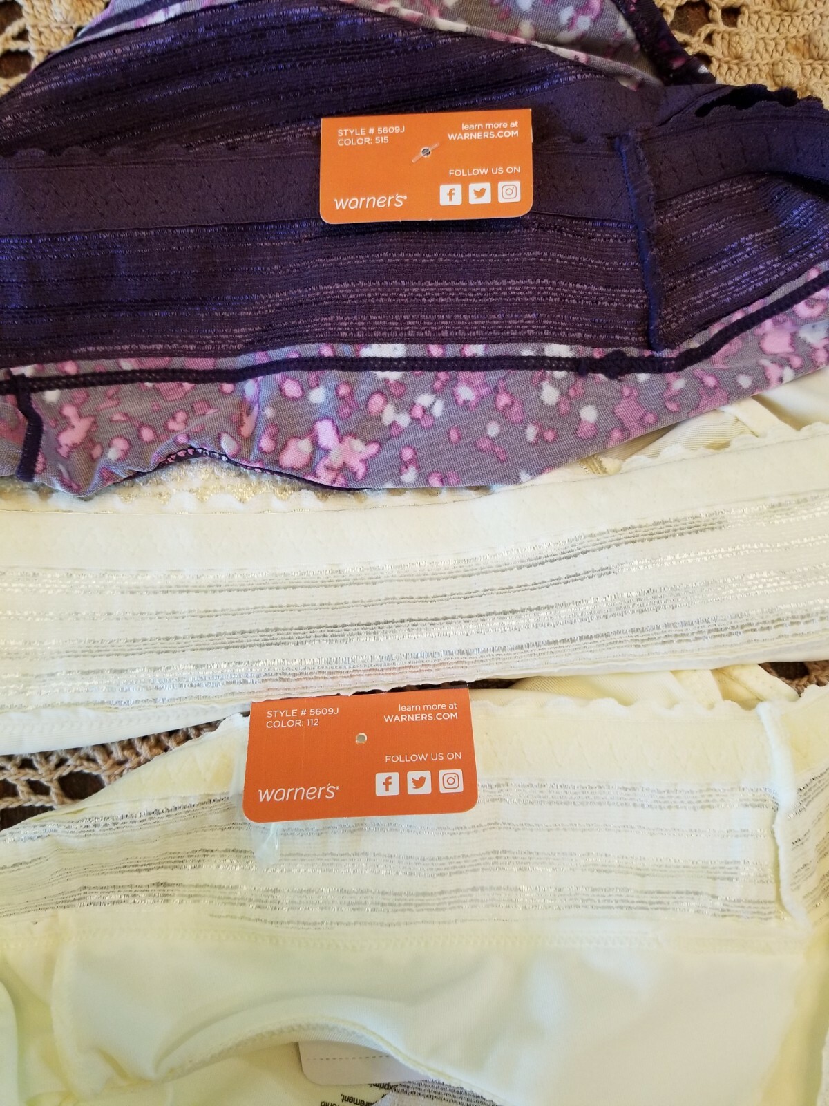 5 /S WARNERS Microfiber With Lace ~No Pinching No Problems 3 HIPSTERS – NWT