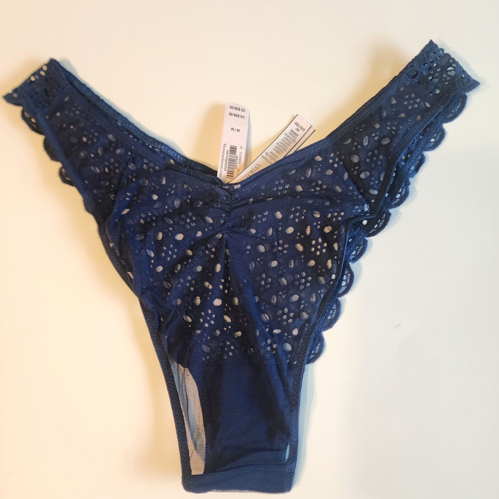 Victoria’s Secret Dream Angels Brazilian Slip NWT Blue Eyelet + Mesh Size M