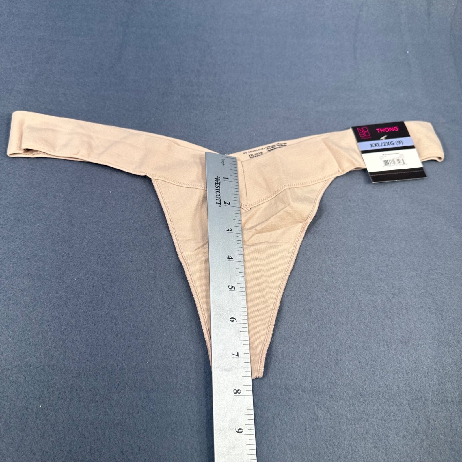 No Boundaries Womens Size XXL 9 V-Thong Panty Seamless Beige New With Tags