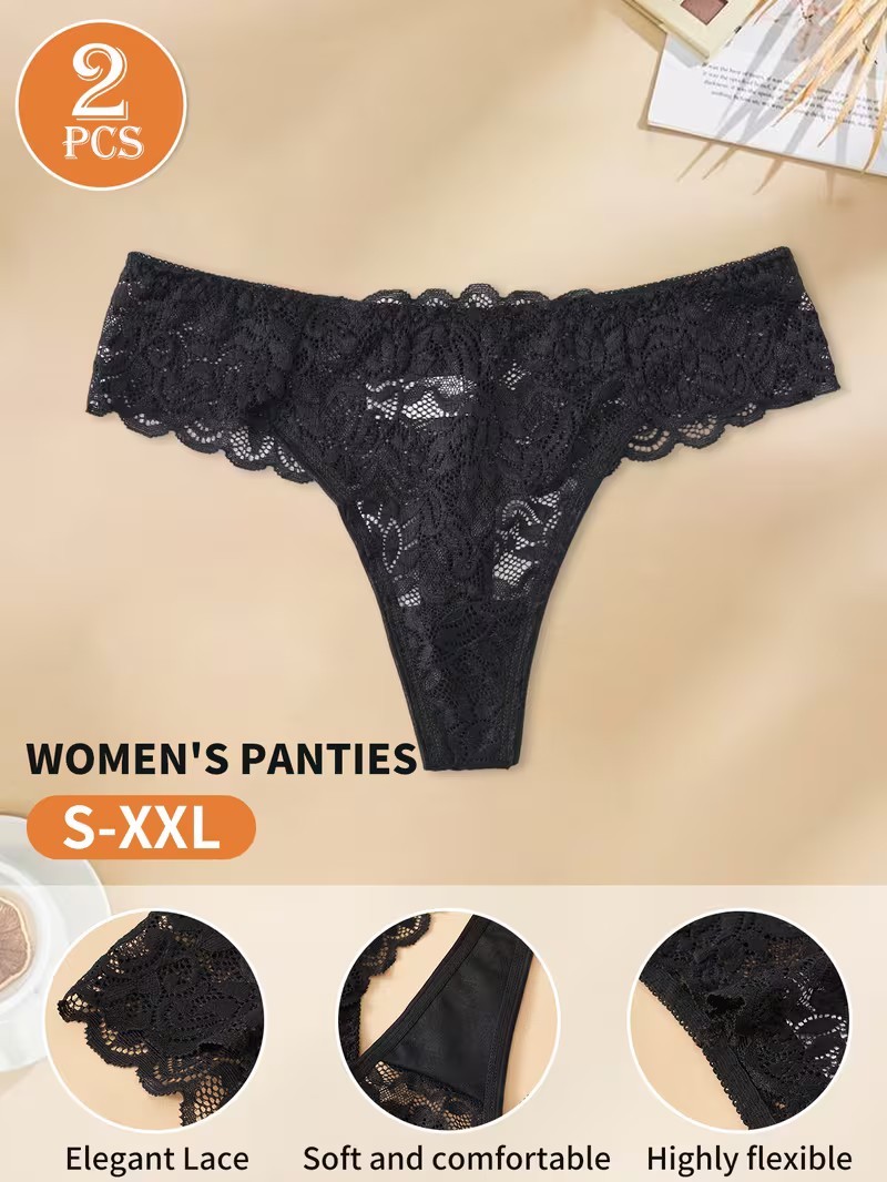 LADIES – TWO SUMMER SOFT IN LACE PANTIES UK 8/10