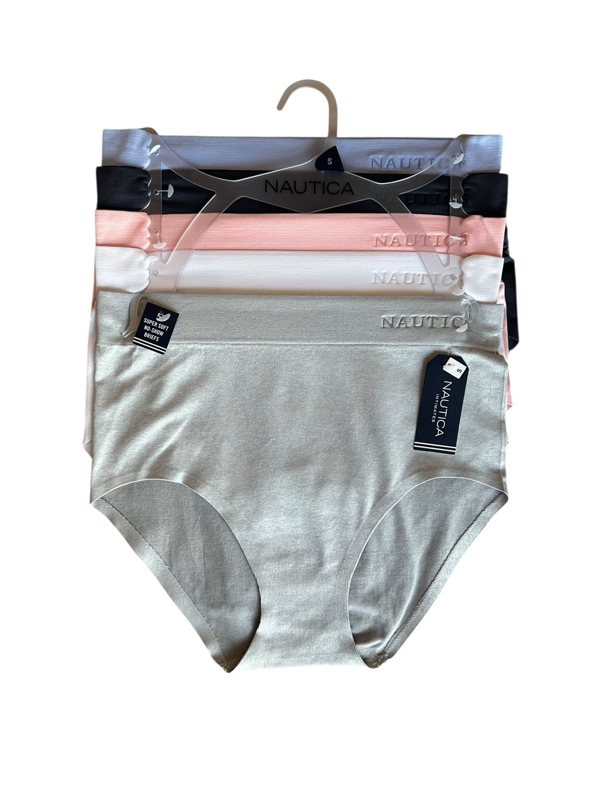NWT NAUTICA 5-PK No Show Briefs High Waist Size Small | Nylon Spandex Blend